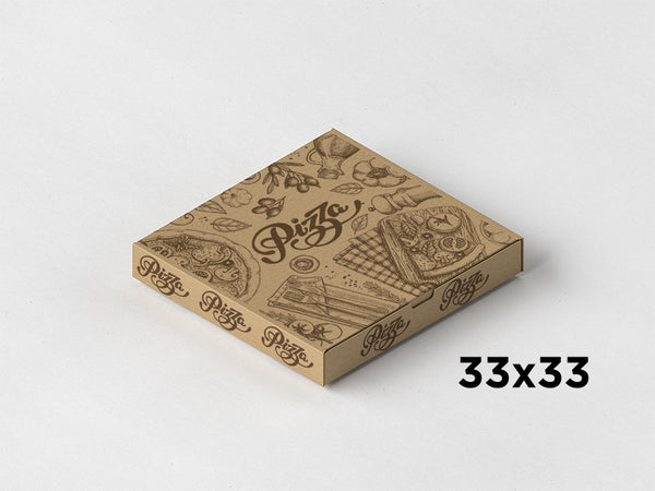 Caja Pizza Eco Nature 33x33x3.5cm Decorada, 100ud.